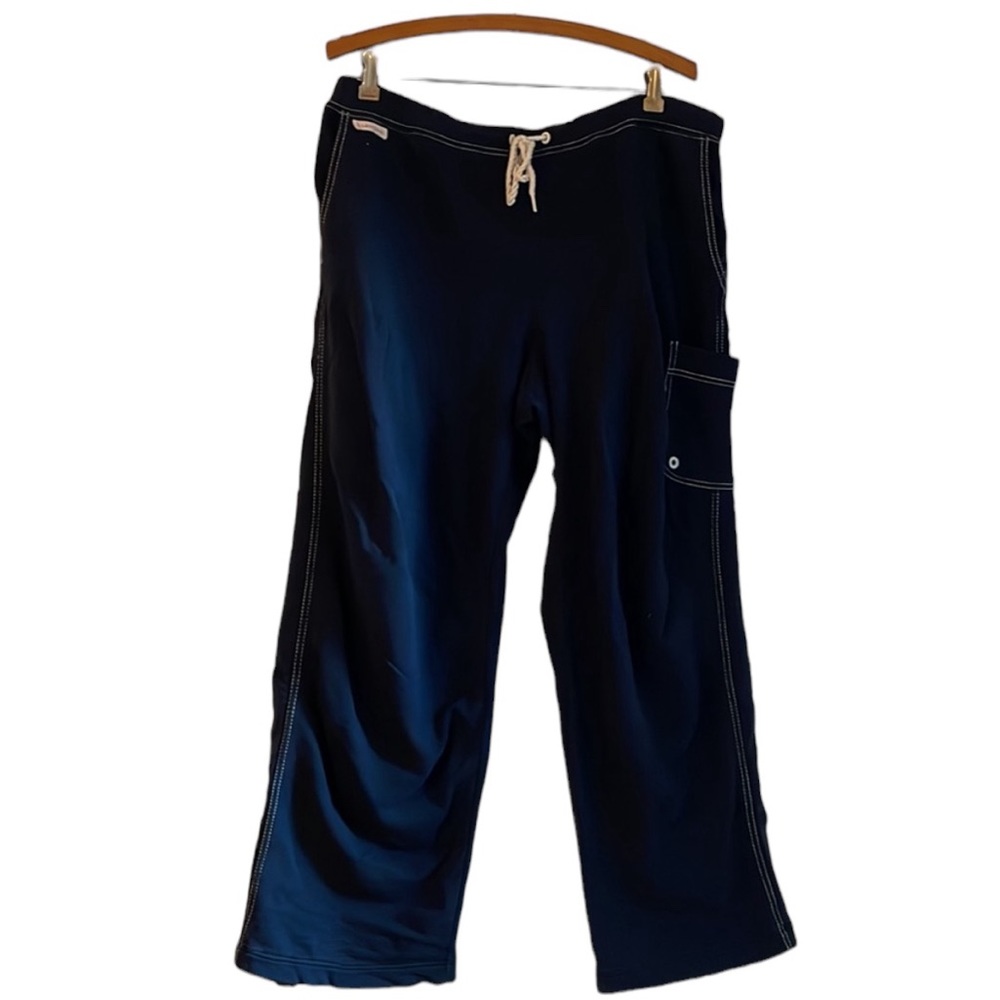 Ralph Lauren drawstring cotton terry pants. Navy w/white stitching. P/L. GUC